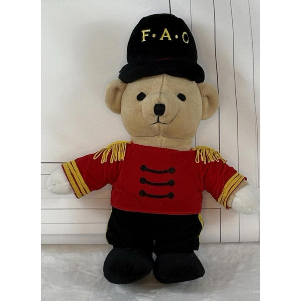 Vintage FAO Schwarz Plush Soldier Teddy Bear Clean/Smoke Free 13 Inch